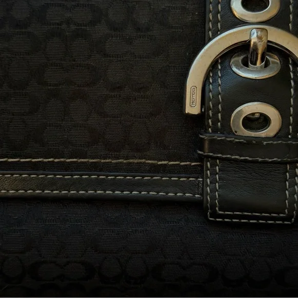 Coach Signature Vintage Canvas Tri-Fold Buckle Wallet | Y2K - Picture 3 of 5